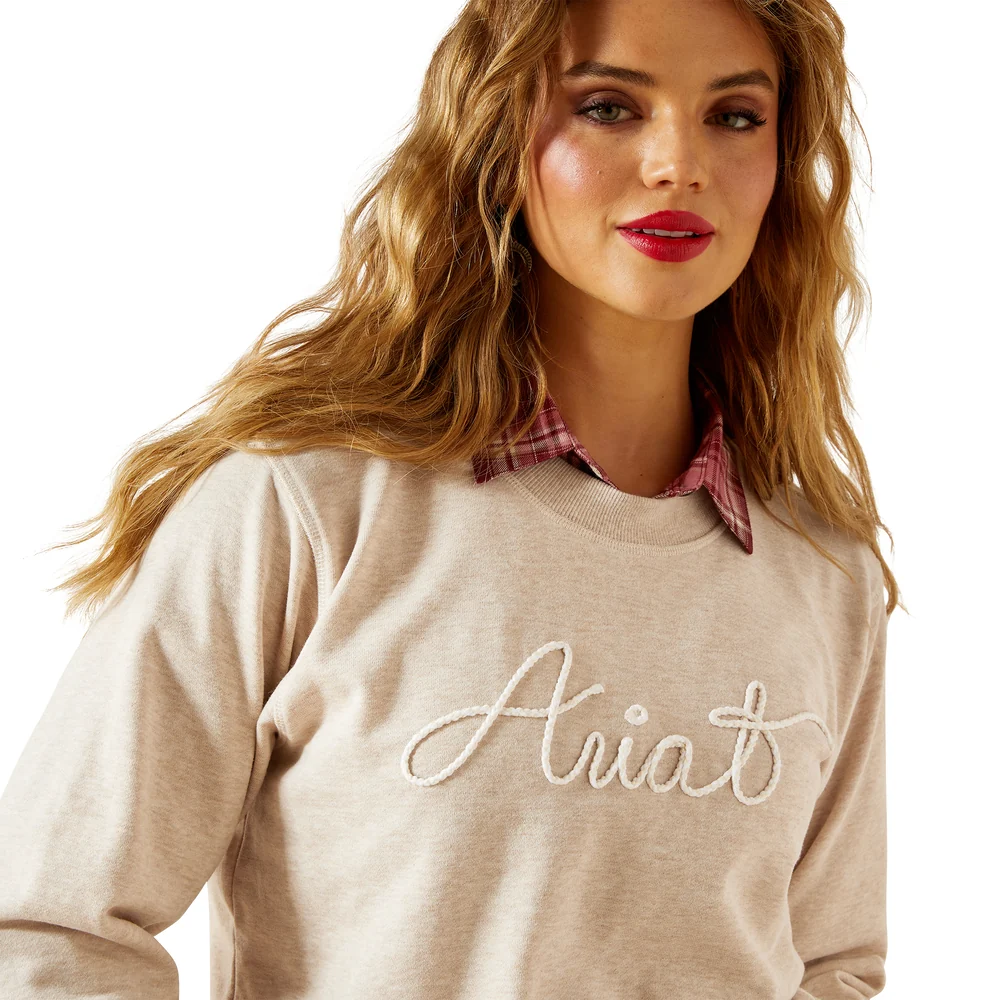 Women's Ariat Essential Crew Sweatshirt In Oatmeal - 10062736 - Image 3