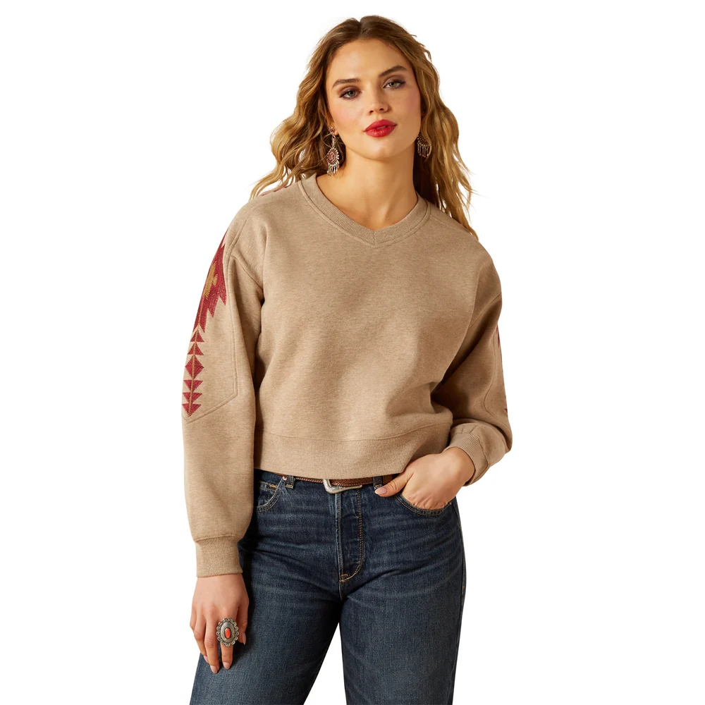 Women's Ariat Tatonka Crewneck In Brown Heather - 10062798