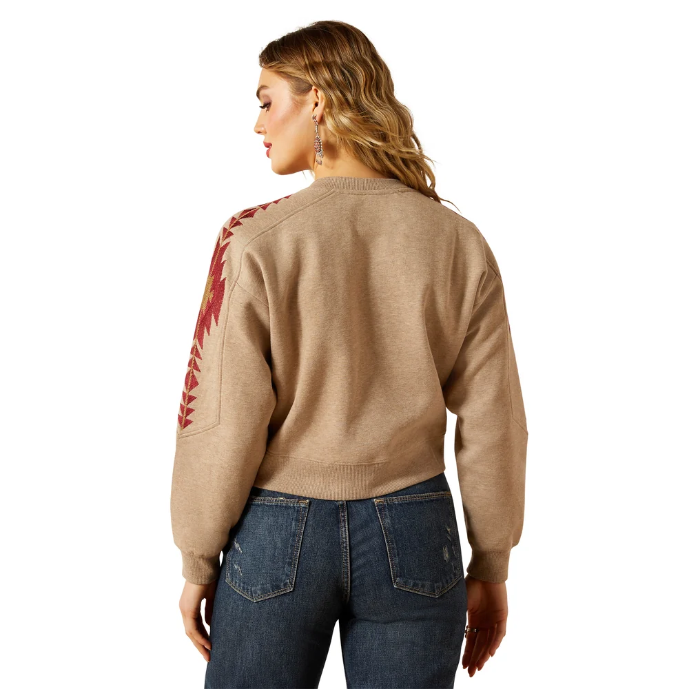 Women's Ariat Tatonka Crewneck In Brown Heather - 10062798 - Image 2