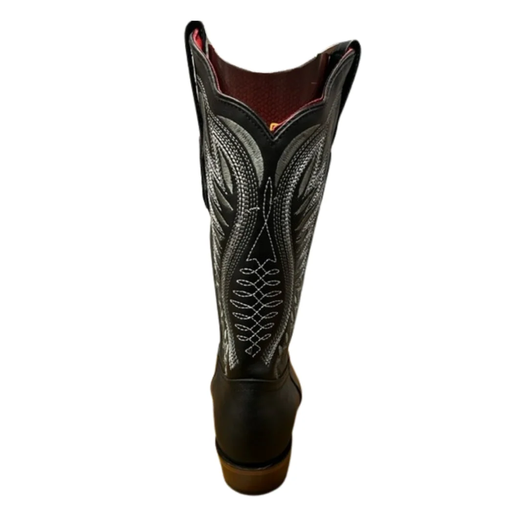 Women's Black Narrow Square Toe Vegel Cowboy Boot 39N8905 - Image 3