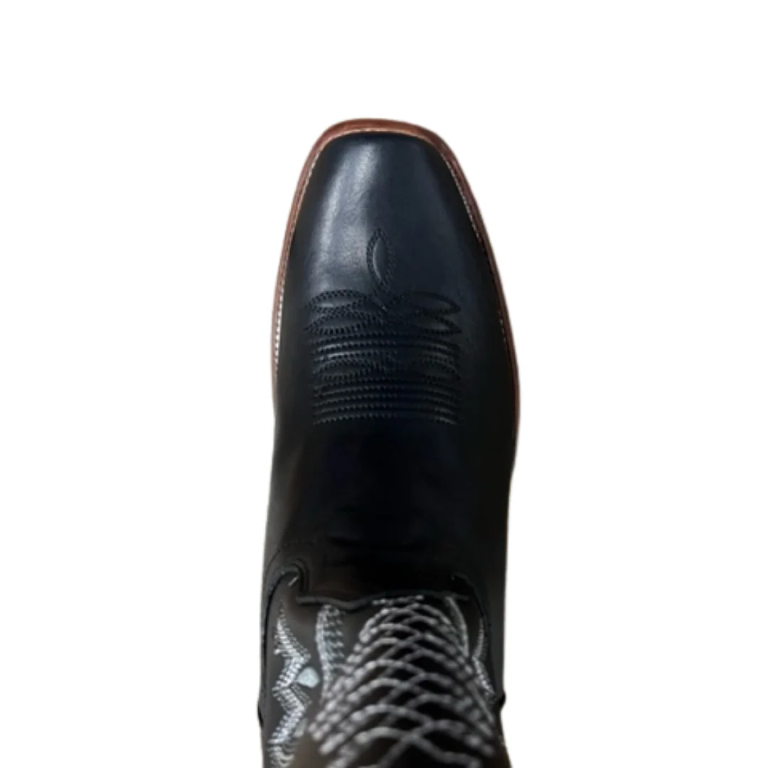 Women's Black Narrow Square Toe Vegel Cowboy Boot 39N8905 - Image 4