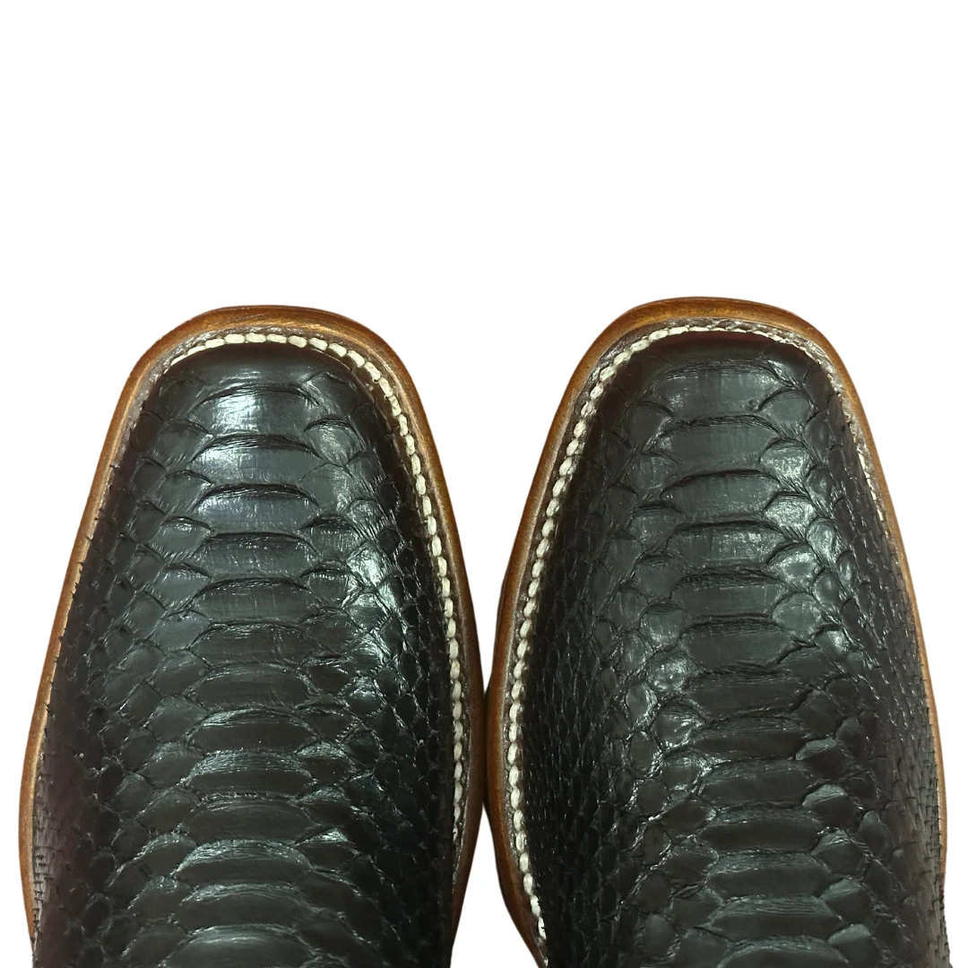Women's Black Python Narrow Square Toe Boot - Image 5