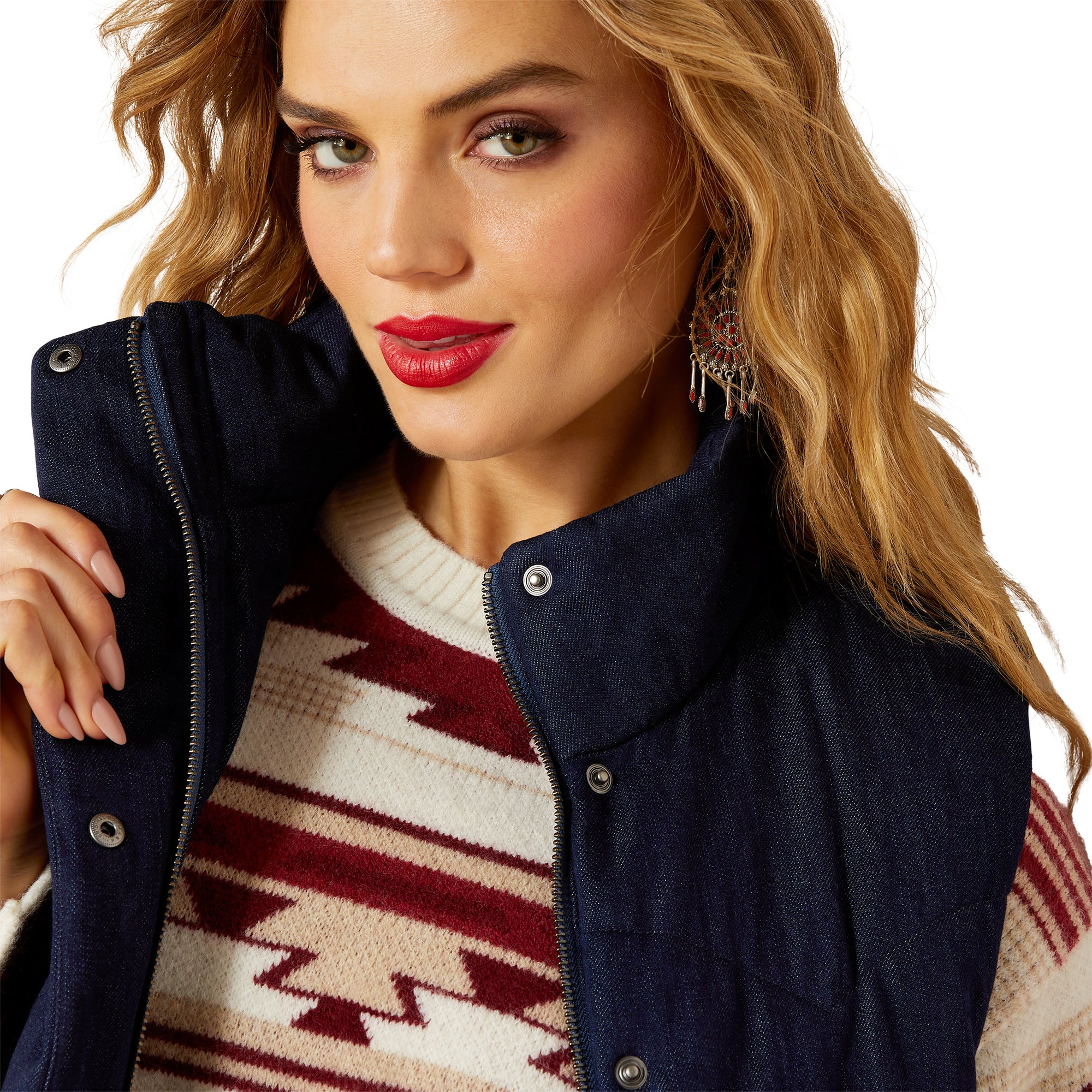 Women's Blue Western Swirls Vest 10062406 - Image 3