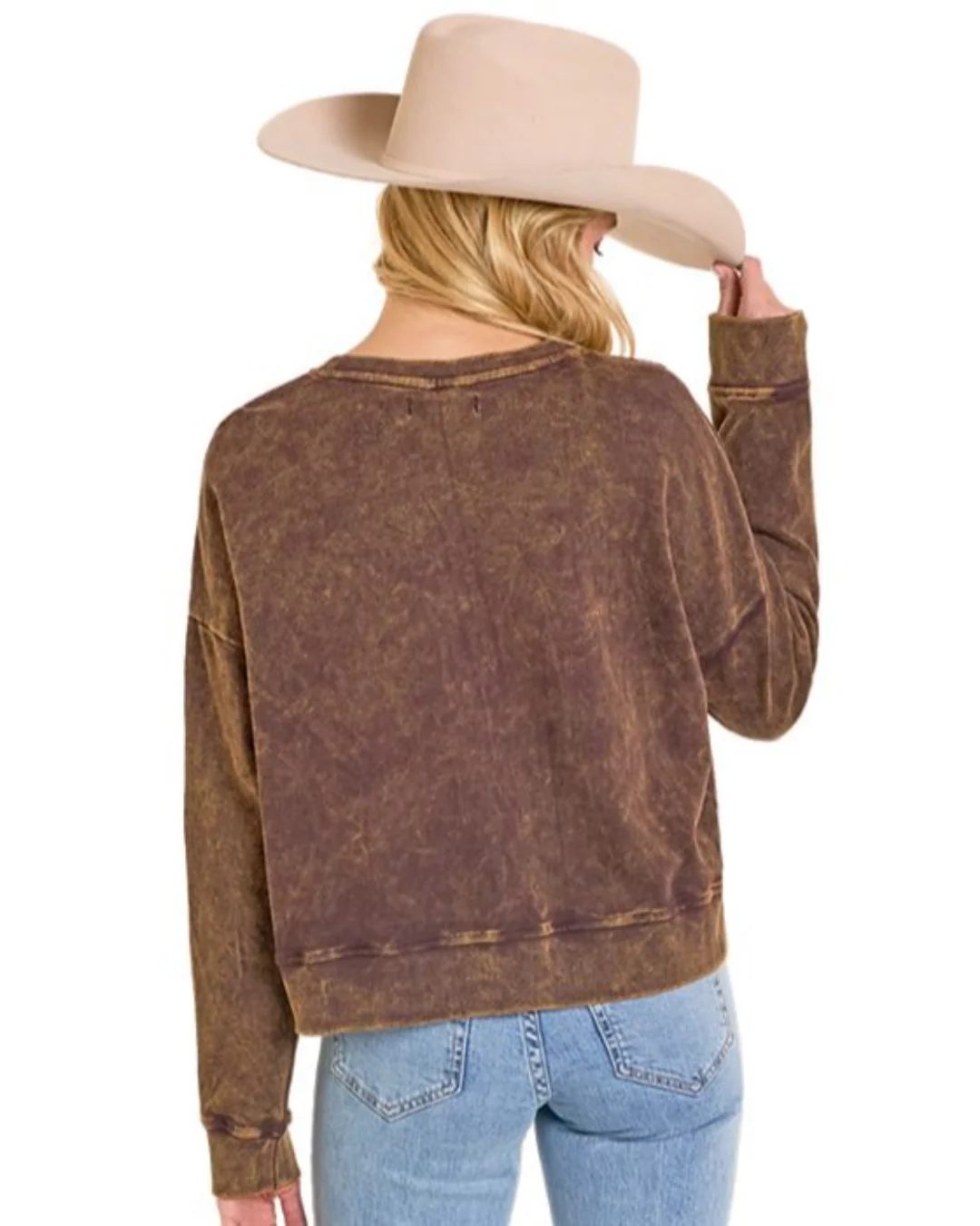 Women's Brown Longhorn Pullover Shirt BW91T07976 - Image 2