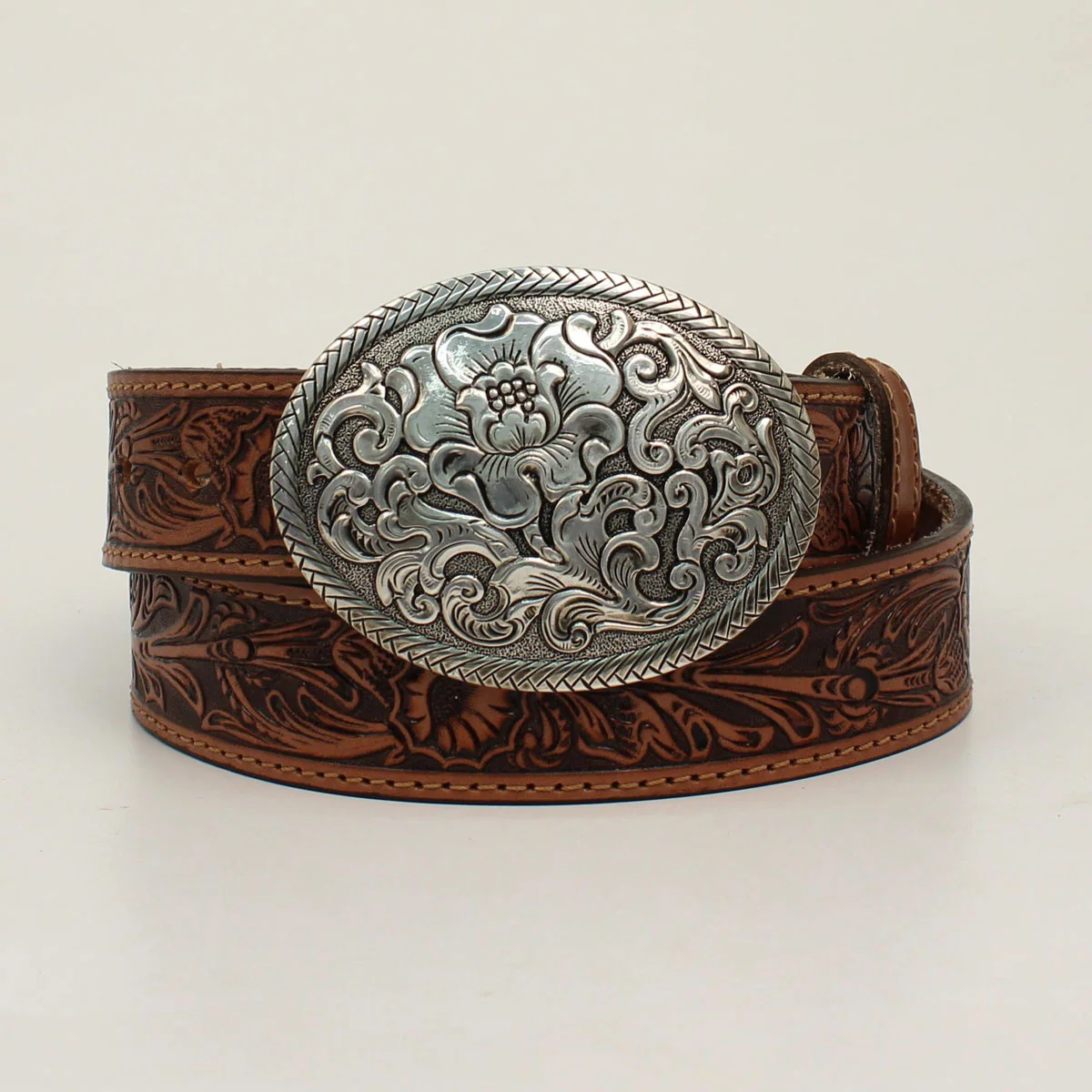 Women's Brown Tooled Belt N3300008 - Image 2