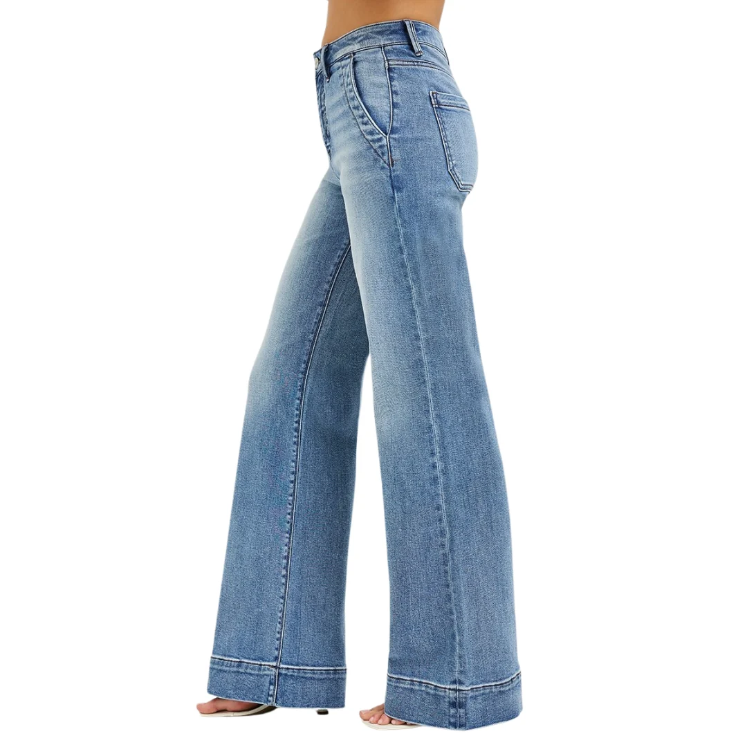 Women's High Rise Wide Flare Wide Hem Jean PW21525 - Image 2