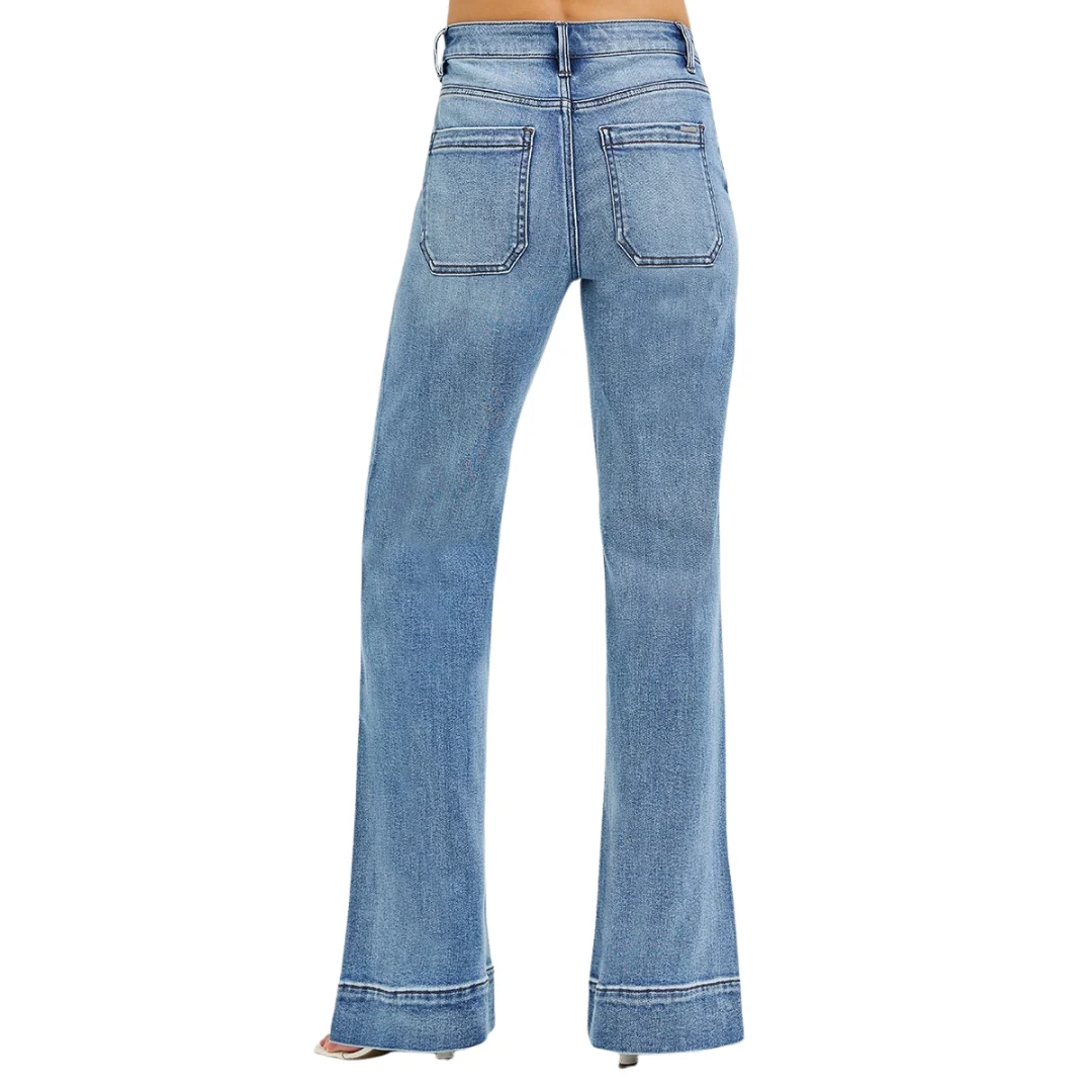 Women's High Rise Wide Flare Wide Hem Jean PW21525 - Image 4