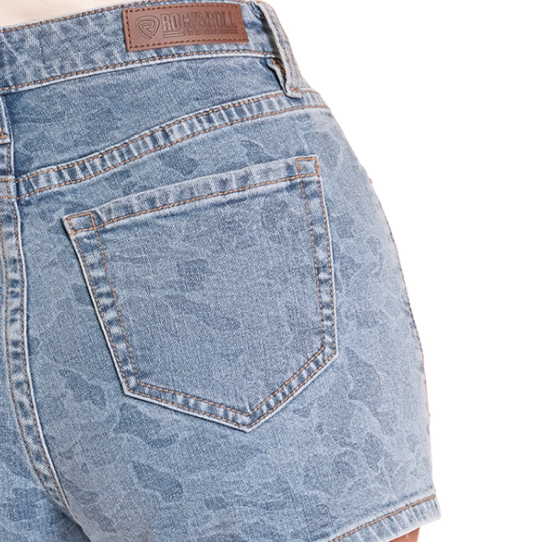Women's Indigo Light Wash Camo Short - Image 2