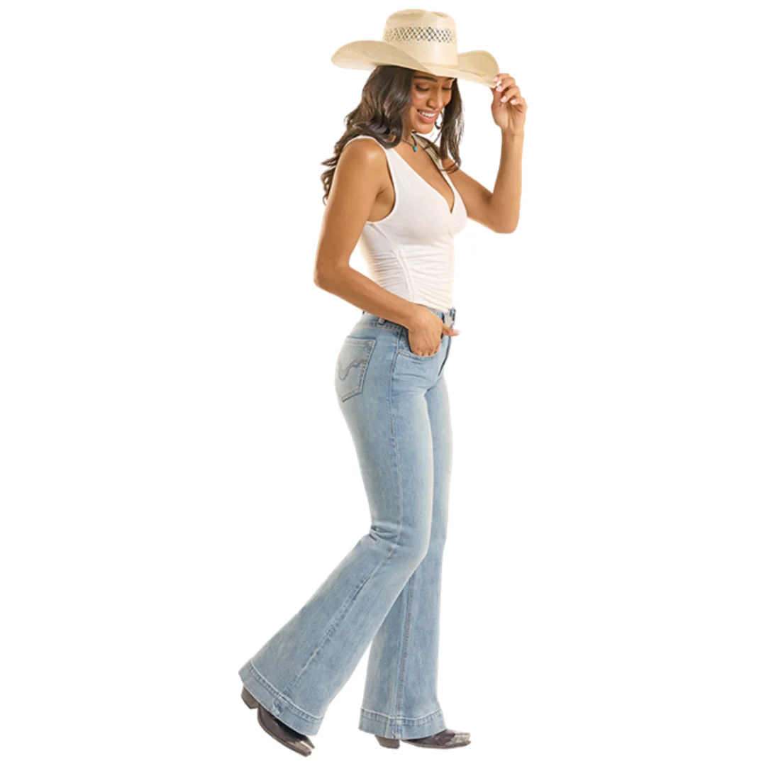 Women's Turquoise Coin Pocket Trouser Jean - Image 3