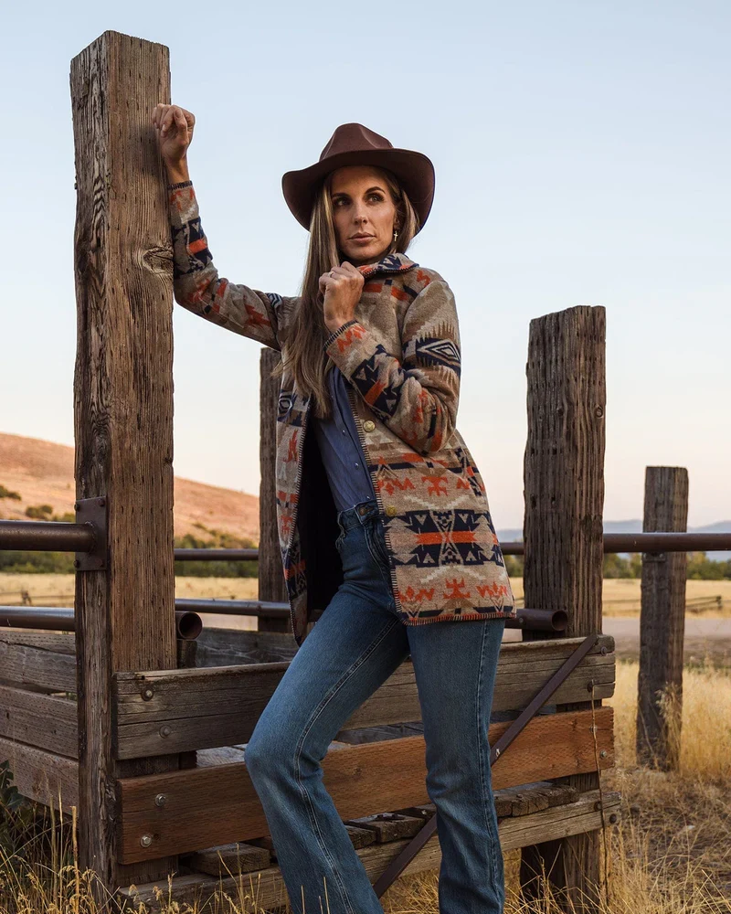 Women's Navy Aztec Moree Jacket 29663-NVY - Image 5
