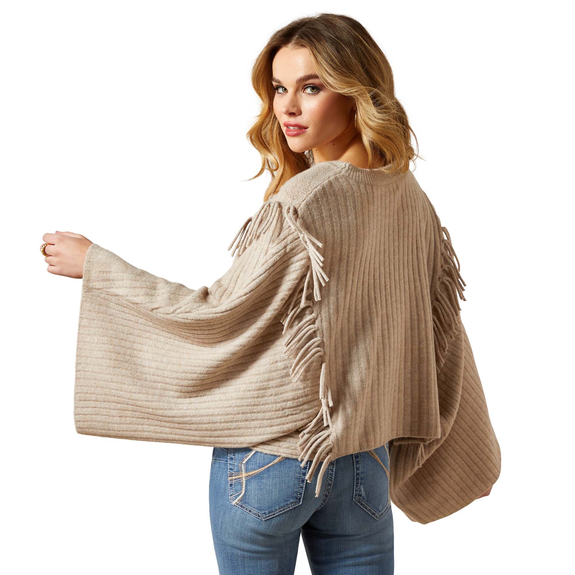 Women's Oatmeal Heather Lia Poncho Sweater 10065948 - Image 2