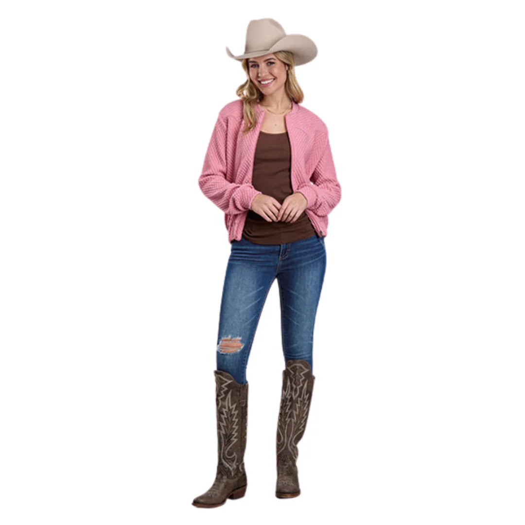 Women's Pink Quilted Poly Zip Jacket 03-098-0592-6153 PI - Image 2