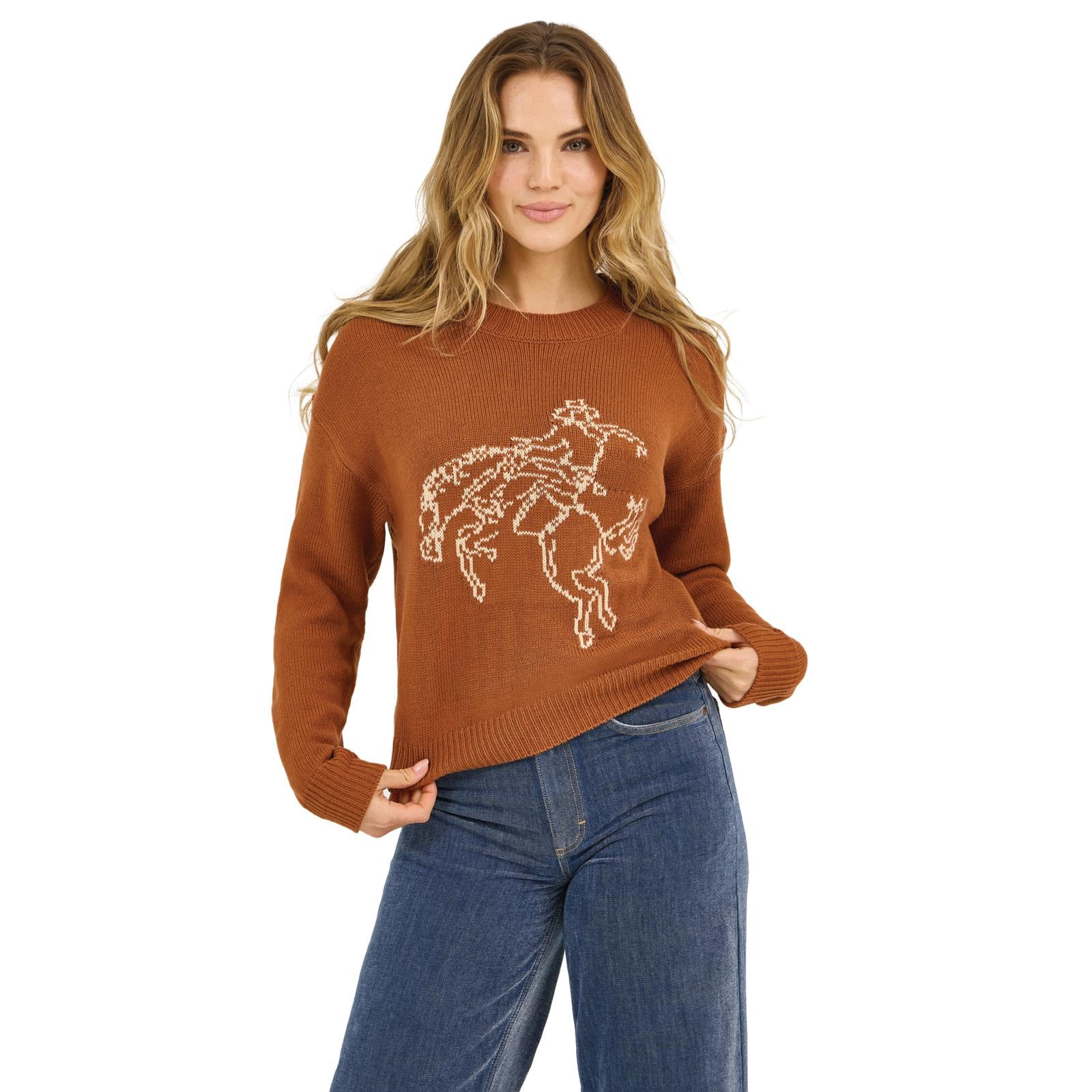 Women's Wrangler Retro Americana Crew Sweater in Rust 112372331