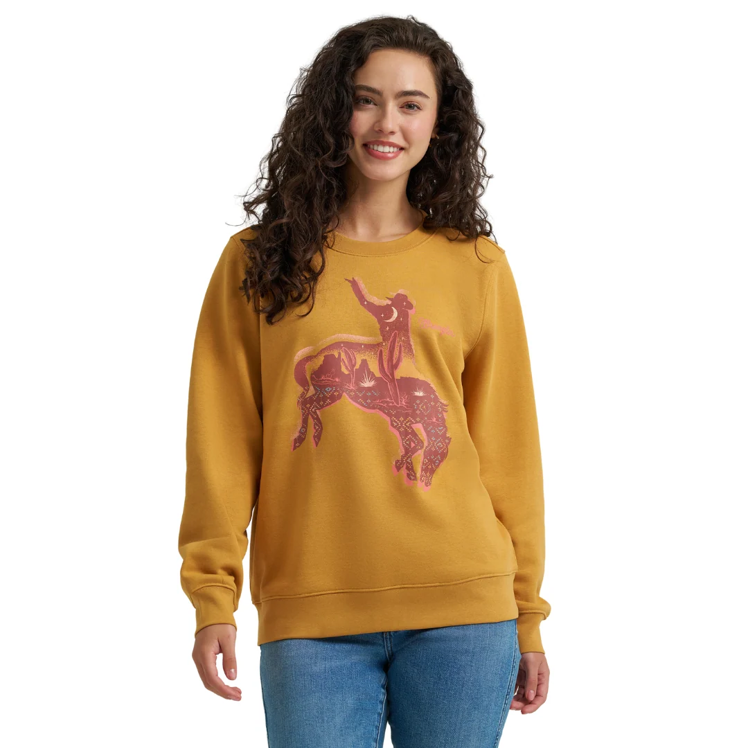Women's Wrangler Retro Crew Sweatshirt in Spruce Yellow 112368910