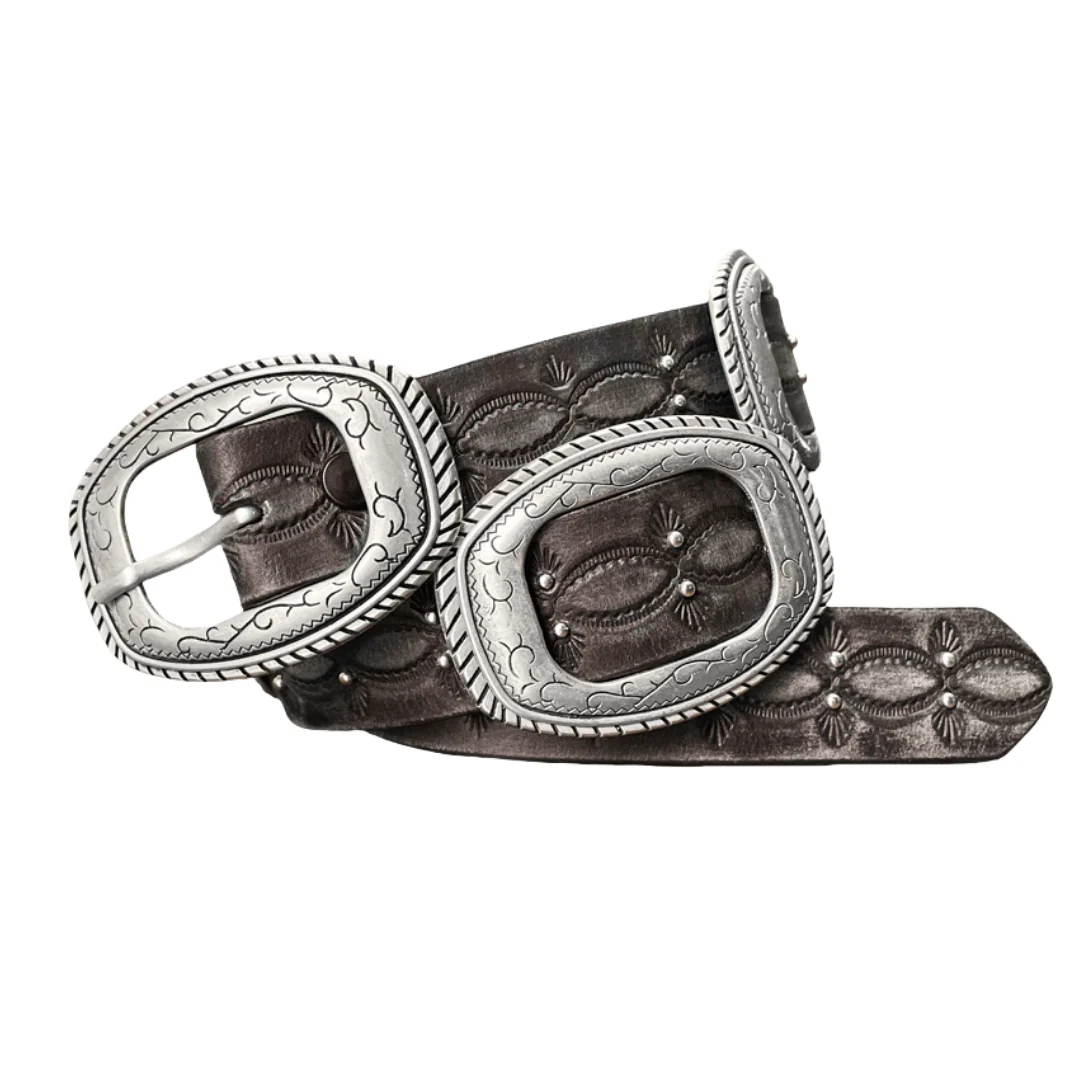 Ladies' Wrangler Distressed Black Leather Concho Belt 7909390-001