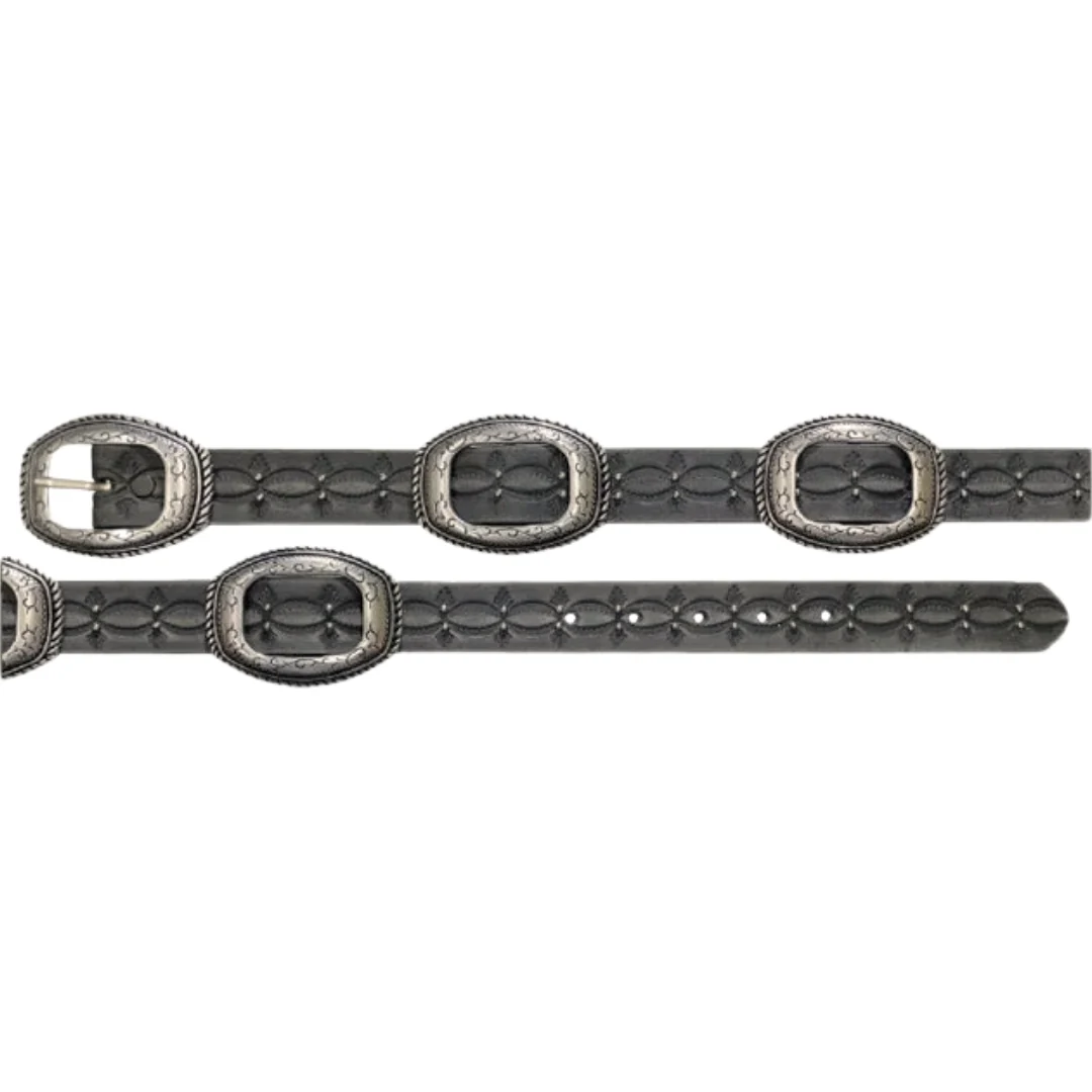 Ladies' Wrangler Distressed Black Leather Concho Belt 7909390-001 - Image 2