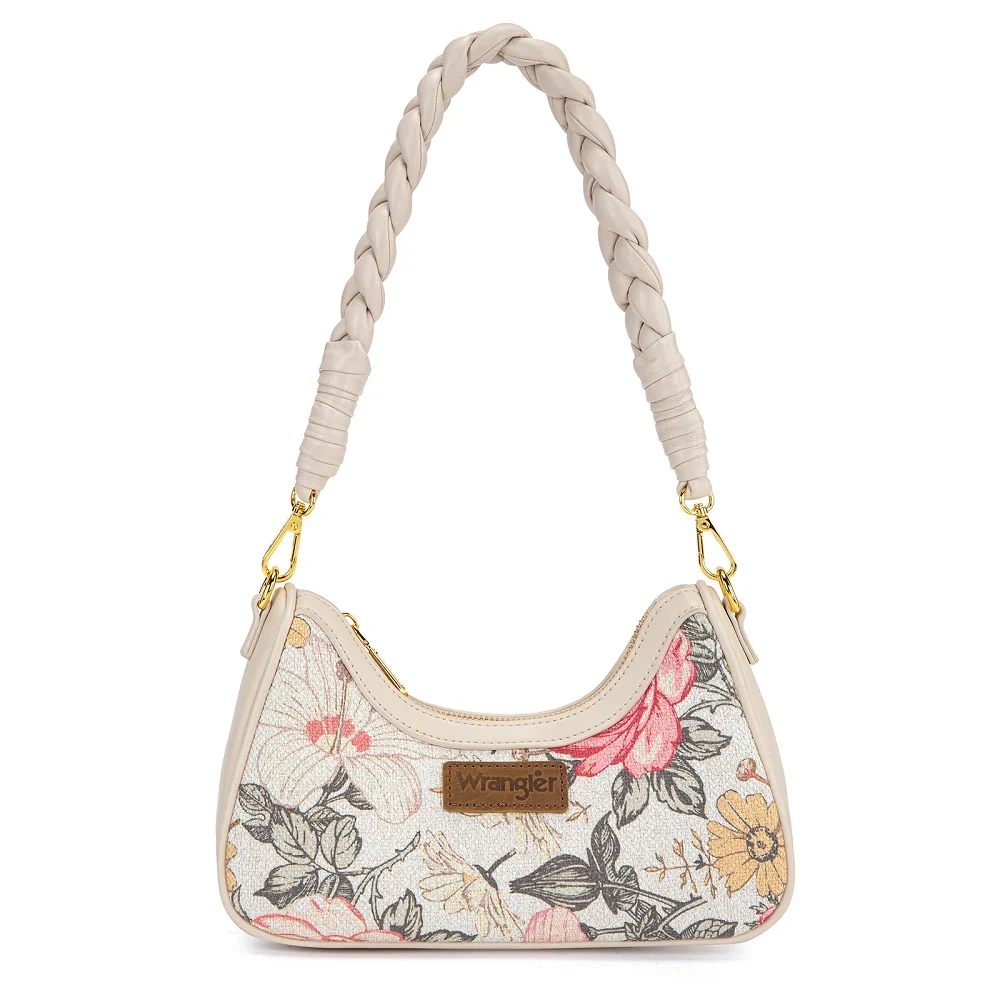 Wrangler Floral Print Braided Hobo Bag - Tan WG438-818TN