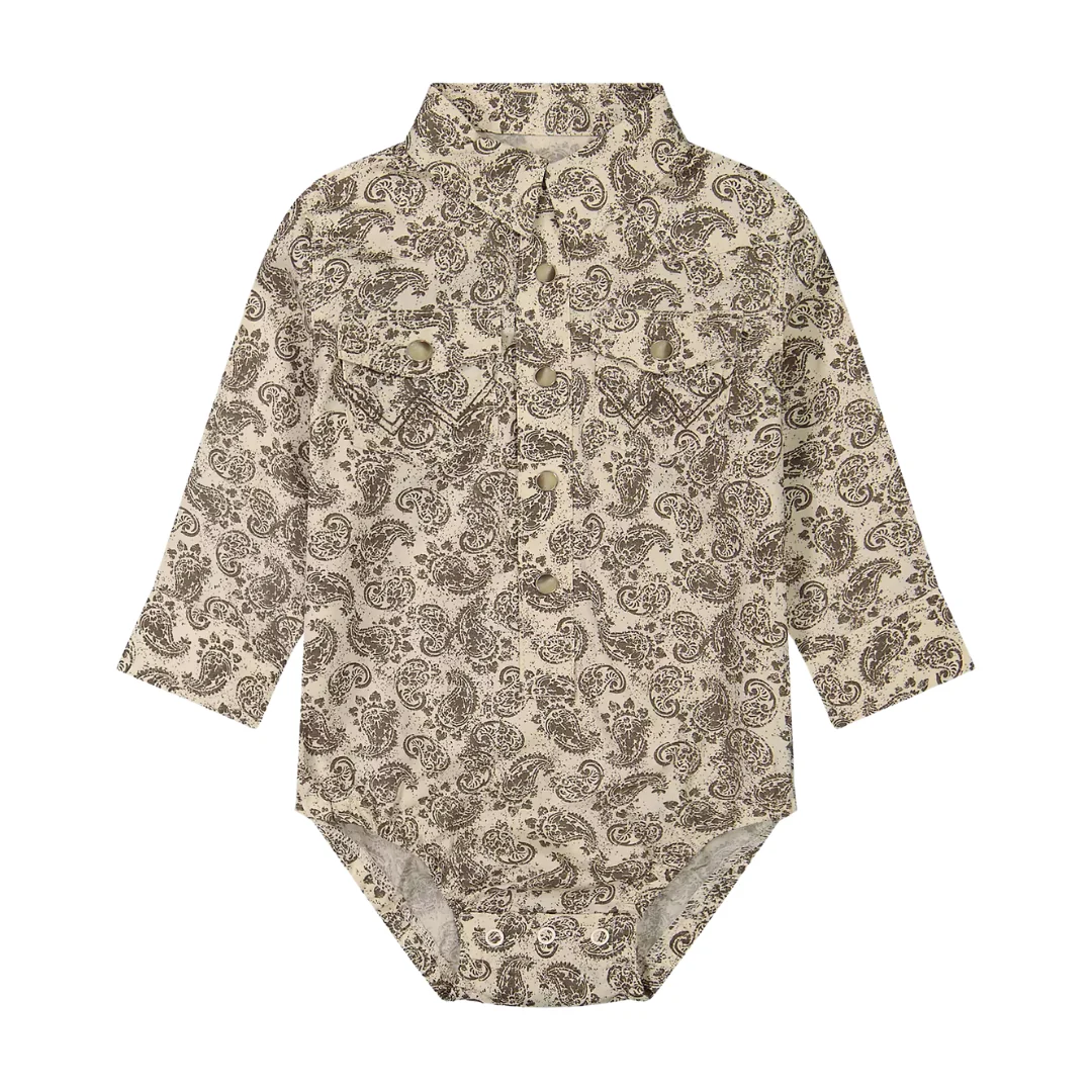 Baby Boy's Long Sleeve Western Snap Bodysuit In Saddle Paisley
