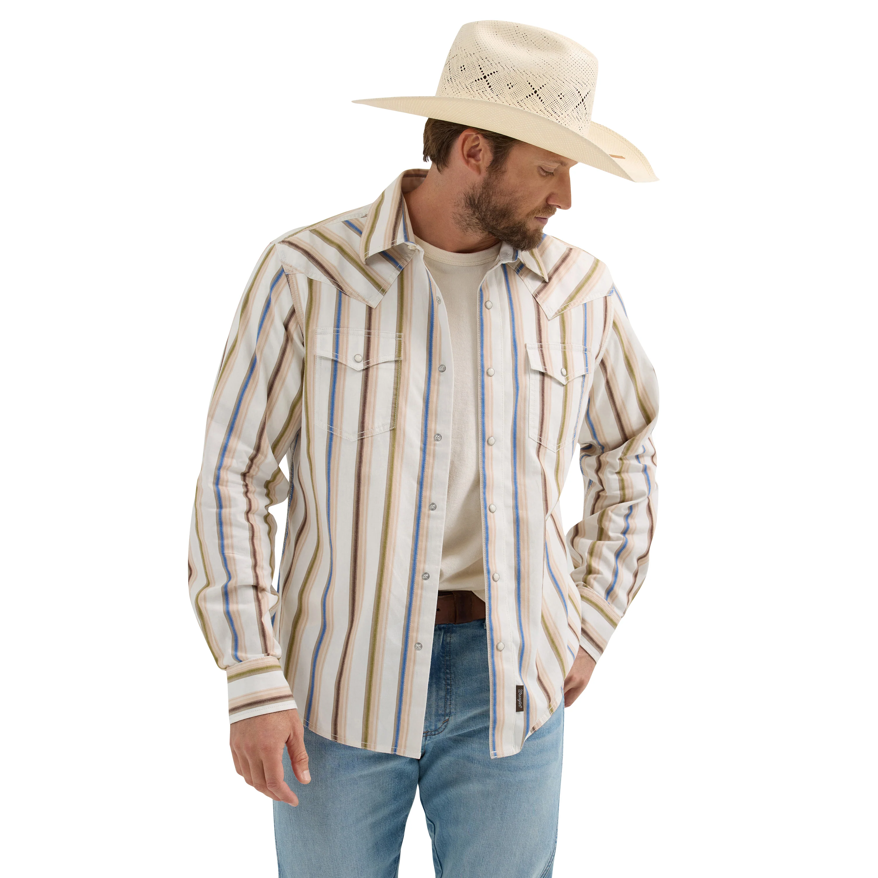 Wrangler Retro® Rusty Stripe Premium Long Sleeve Shirt 112365630 - Image 6