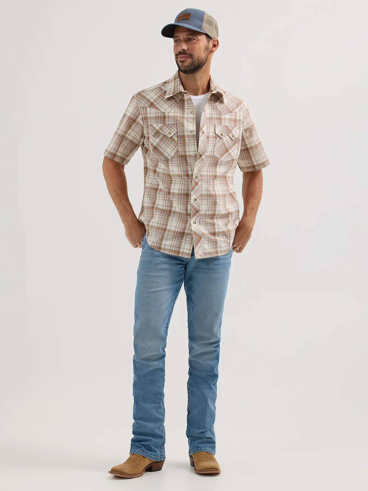 Wrangler Retro® Short Sleeve Shirt Modern Fit Khaki 112365892 - Image 4