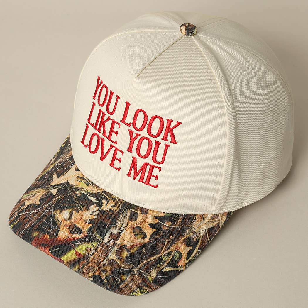 You Look Like You Love Me Embroidery Camo Trucker: CAMO-RED / ONE SIZE - Image 2