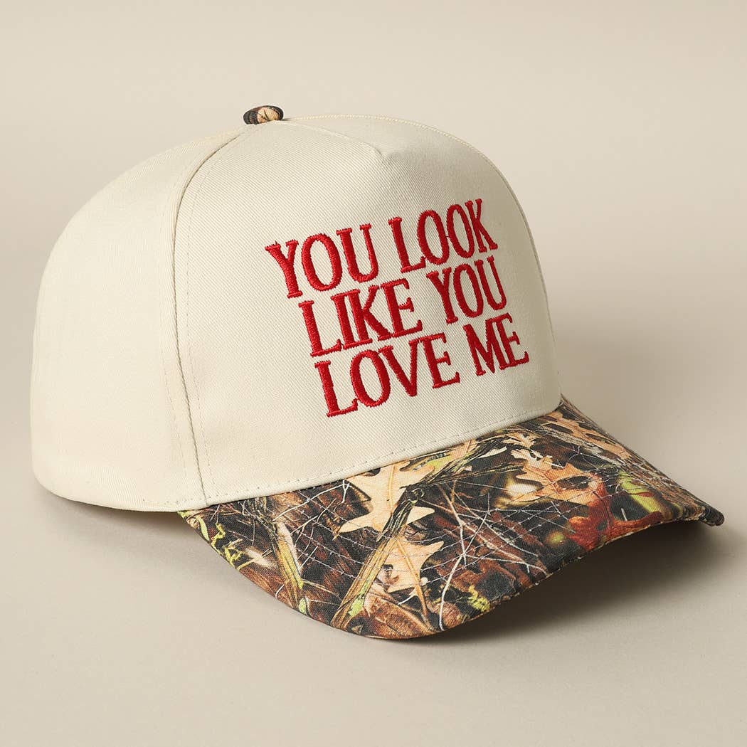 You Look Like You Love Me Embroidery Camo Trucker: CAMO-RED / ONE SIZE - Image 3